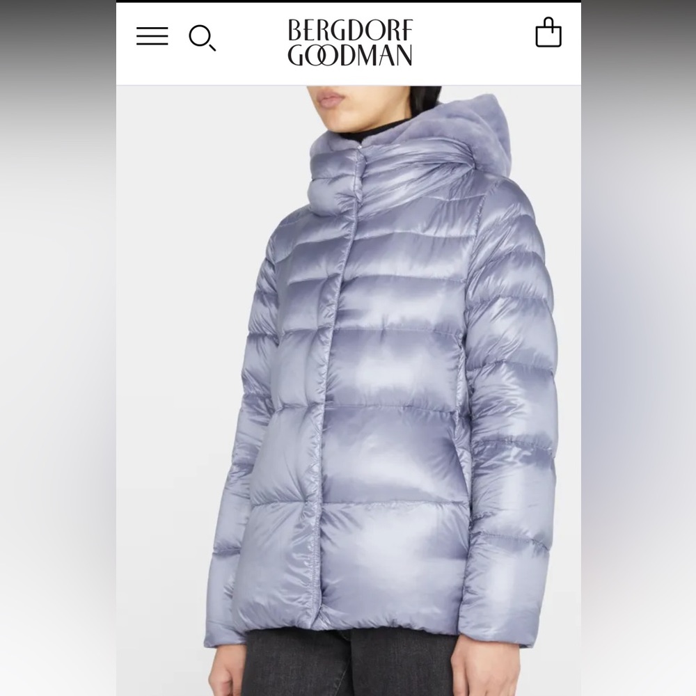 HERNO RESORT - Faux Fur Wind Guard Ultralight Puffer- Italian size 42 OR US 6